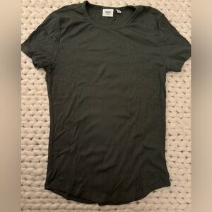 Aritzia Green Ribbed Tee